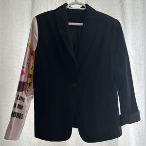 Stylish Black Women's Jacket with Graphic Sleeve